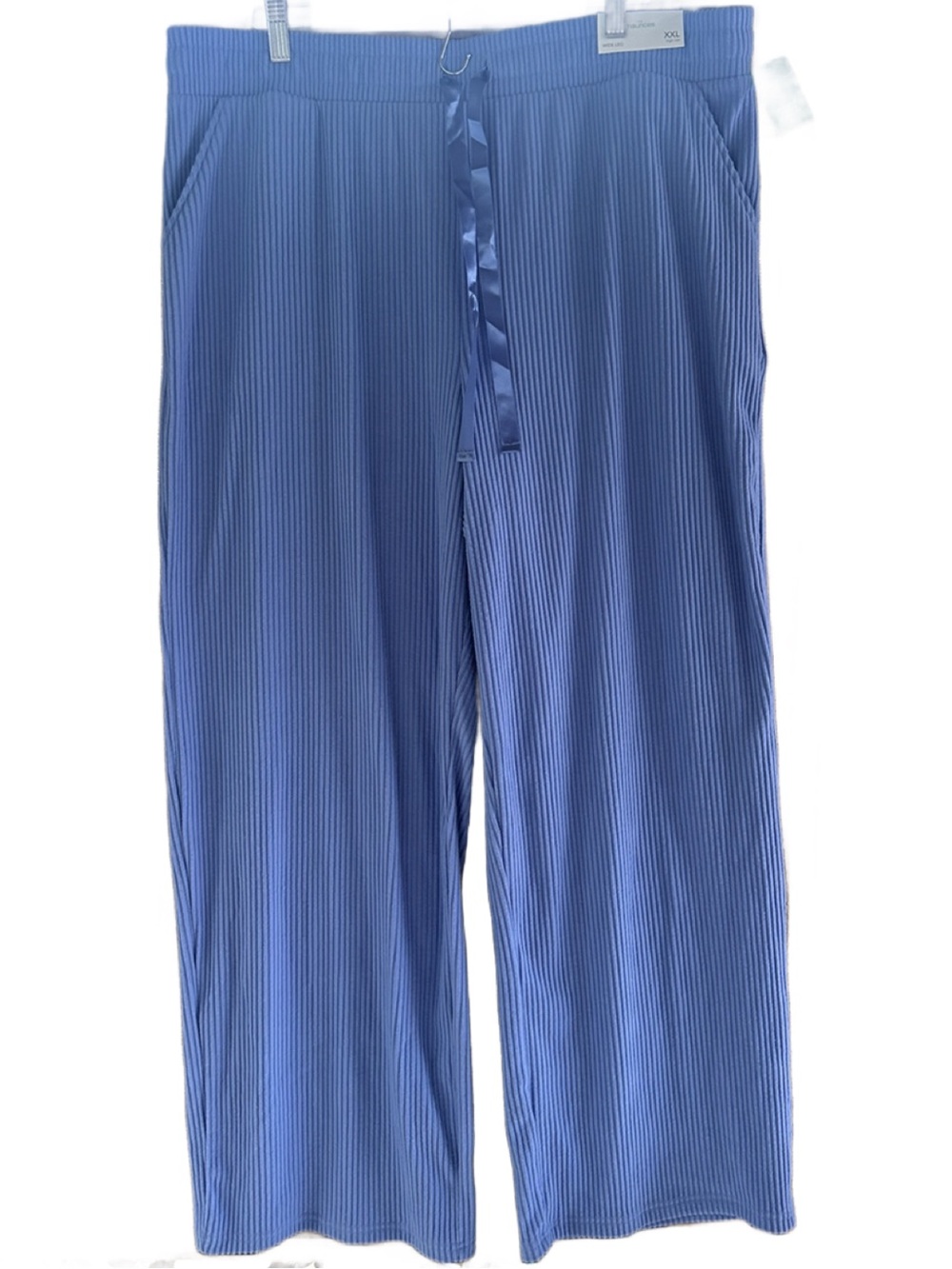 Maurices Women’s Blue Ribbed Drawstring Wide-Leg Comfertable Lounging Pants
